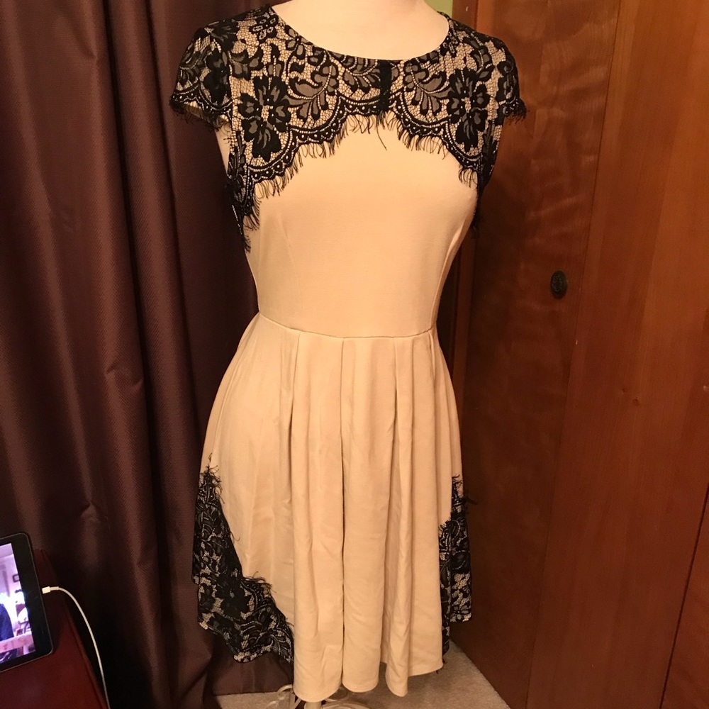 Cream & Black Lace Dress